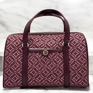 Michael Kors Jet Set Travel Medium Signature Logo Duffel Crossbody Bag Ox Blood